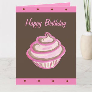 Tarjeta de Feliz Cumpleaños con Cupcake Grande