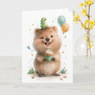 Tarjeta de Feliz Cumpleaños con Cupcake y Quokka A