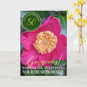 Tarjeta de Feliz Cumpleaños con Flor de Camelia Ro