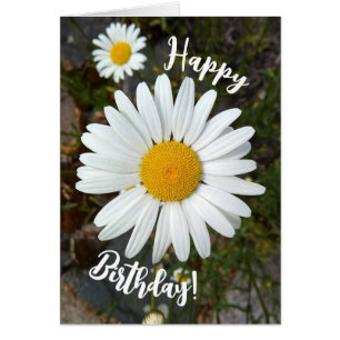 Tarjeta de Feliz Cumpleaños con Flor de Margarita