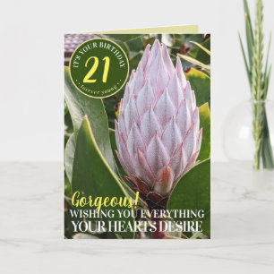Tarjeta de Feliz Cumpleaños con Flor de Protea Ros