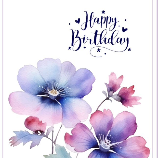 Tarjeta de Feliz Cumpleaños con Flor Purpura a la  (Subido por el creador)