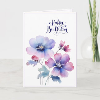Tarjeta de Feliz Cumpleaños con Flor Purpura en Ac