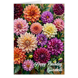 Tarjeta de Feliz Cumpleaños con Flores de Dalia Co