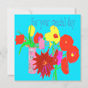 Tarjeta de Feliz Cumpleaños con Flores Felices