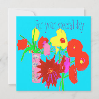 Tarjeta de Feliz Cumpleaños con Flores Felices