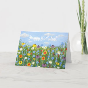 Tarjeta de Feliz Cumpleaños con Flores Silvestres