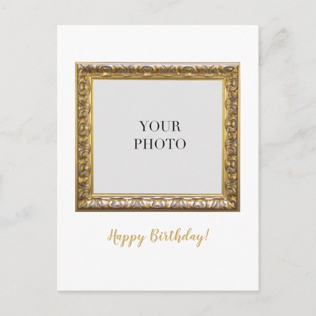 Tarjeta de Feliz Cumpleaños con Foto Personal Eleg (Anverso)