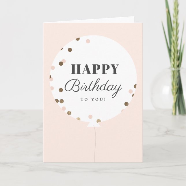 Tarjeta de Feliz Cumpleaños con Globo de Confeti (Anverso)