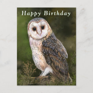 Tarjeta de Feliz Cumpleaños con Lechuza Común