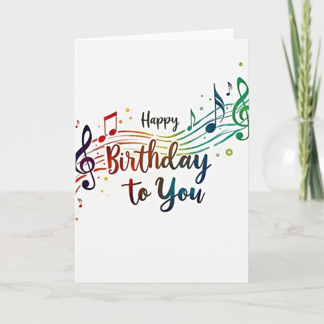Tarjeta de Feliz Cumpleaños con Letra de Arcoíris (Anverso)