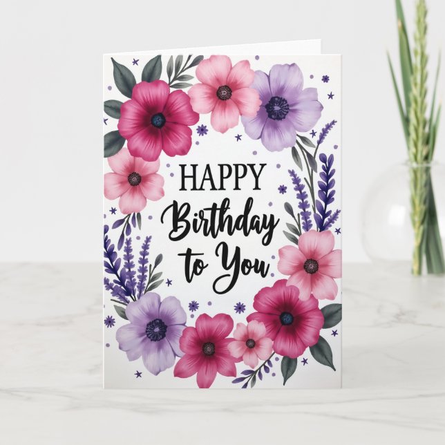 Tarjeta de Feliz Cumpleaños con Lunares (Anverso)