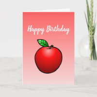 Tarjeta de Feliz Cumpleaños con Manzana Roja Plega