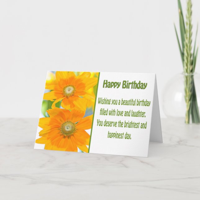 Tarjeta de Feliz Cumpleaños con Margaritas Amarill (Anverso)