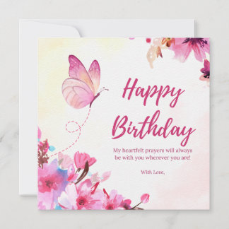 Tarjeta de Feliz Cumpleaños con Mariposa en Acuare