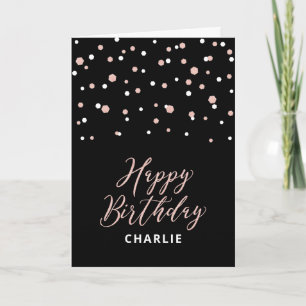 Tarjeta de Feliz Cumpleaños con Nombre en Rosa Dor