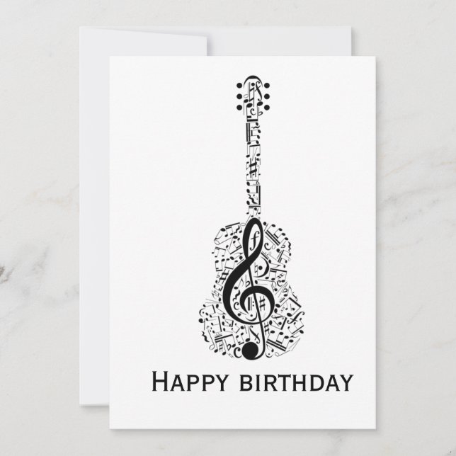 Tarjeta de Feliz Cumpleaños con Nota de Música Ele (Anverso)