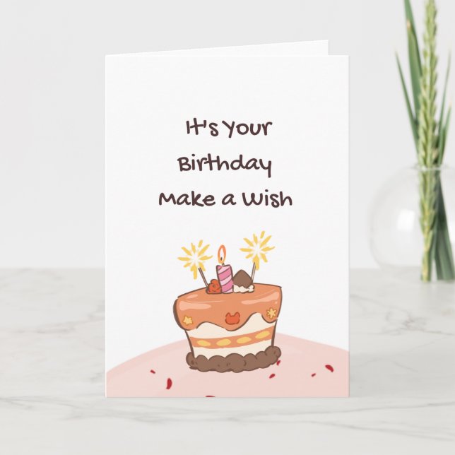 Tarjeta de Feliz Cumpleaños con Pastel (Anverso)