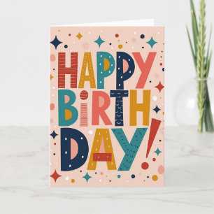 Tarjeta de Feliz Cumpleaños con Patrón Alegre