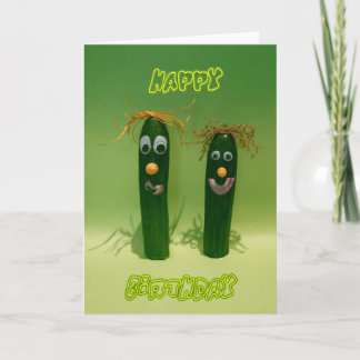 Tarjeta de Feliz Cumpleaños con Pepinos Divertidos