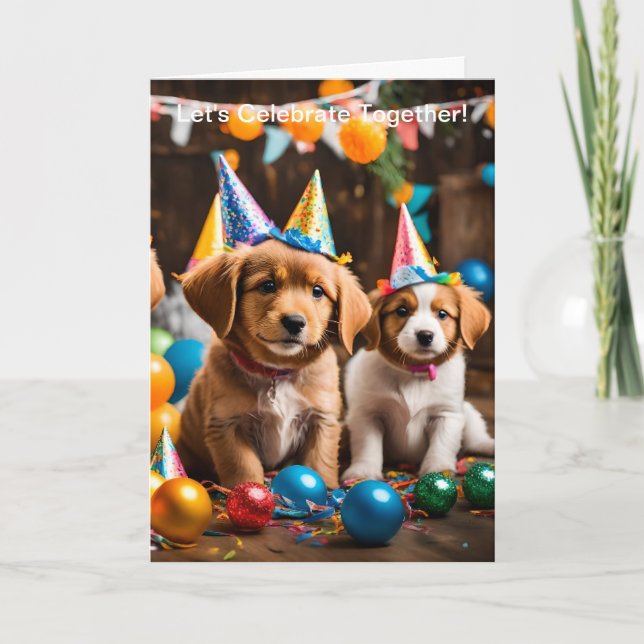 Tarjeta de Feliz Cumpleaños con Perro Adorable (Anverso)