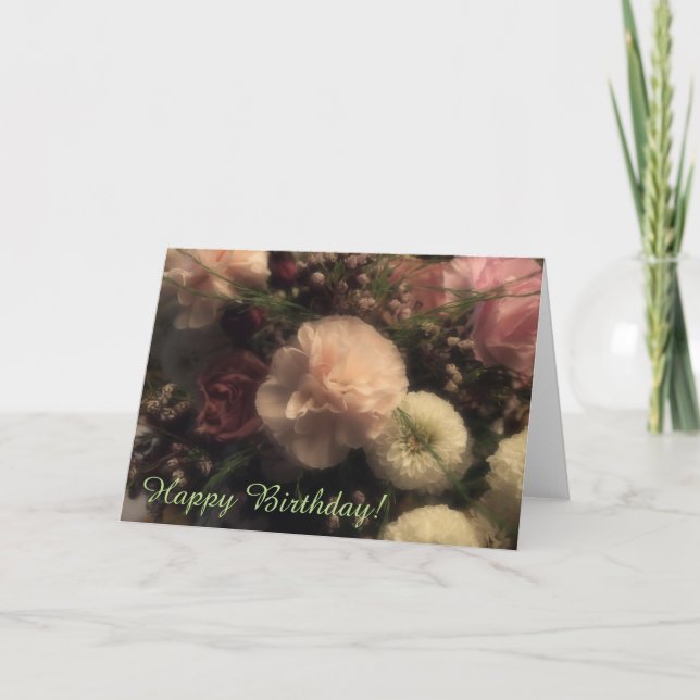 Tarjeta de Feliz Cumpleaños con Ramo Floral (Anverso)