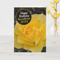 Tarjeta de Feliz Cumpleaños con Rosa Amarilla Soña