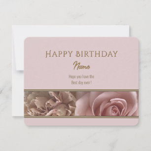 Tarjeta de Feliz Cumpleaños con Rosa Pálida