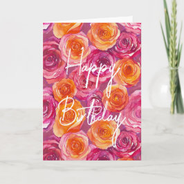 Tarjeta de Feliz Cumpleaños con Rosa Rosa Doblada
