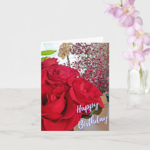 Tarjeta de Feliz Cumpleaños con Rosas Dobladas