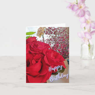 Tarjeta de Feliz Cumpleaños con Rosas Dobladas