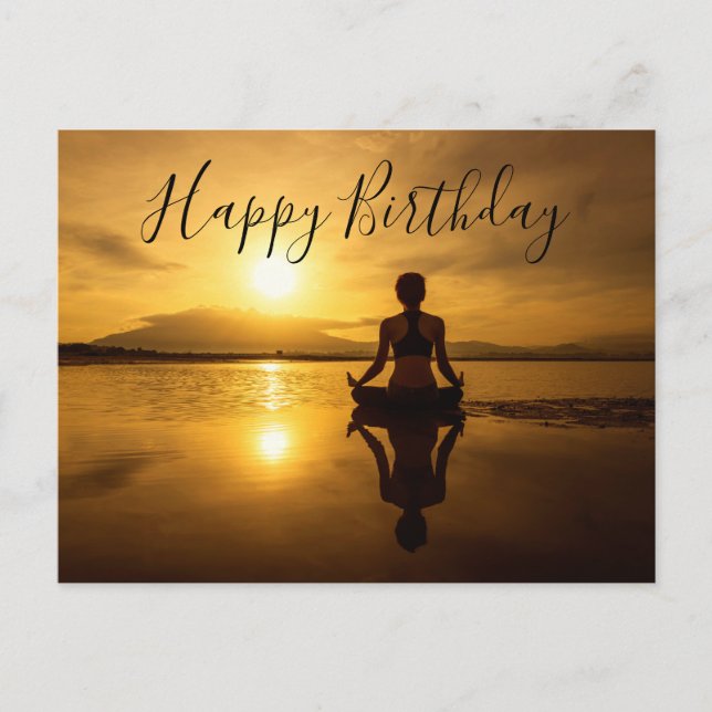 Tarjeta de Feliz Cumpleaños con silueta de Meditac (Anverso)
