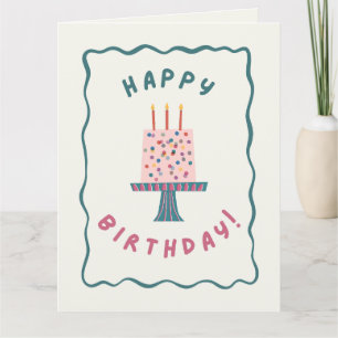 Tarjeta de Feliz Cumpleaños con Tarta de Confeti V