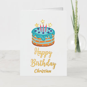 Tarjeta de Feliz Cumpleaños con Tarta Preciosament