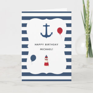 Tarjeta de Feliz Cumpleaños con tema Náutico