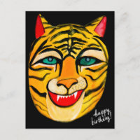 Tarjeta de Feliz Cumpleaños con Tigre de Acuarela 