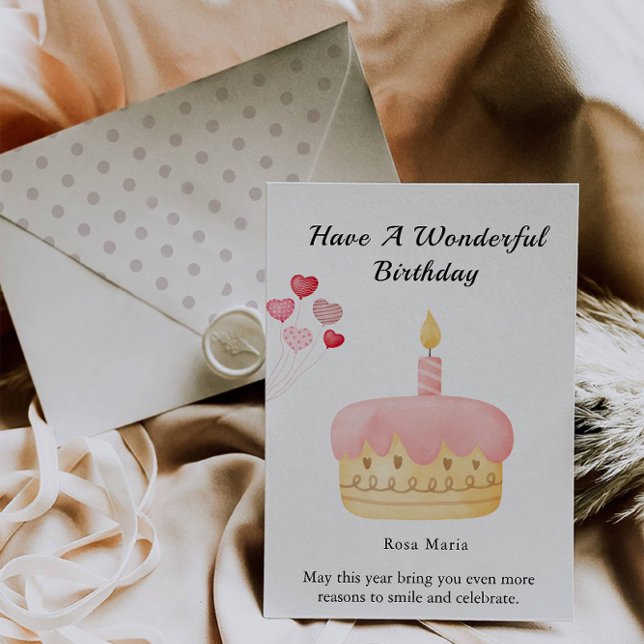 Tarjeta de Feliz Cumpleaños con Torta (Happy Birthday Cake Card)