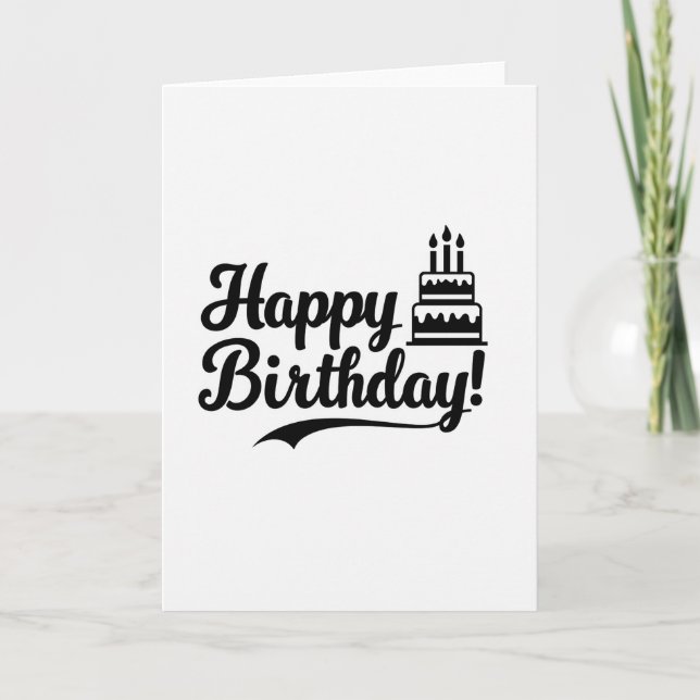 Tarjeta de Feliz Cumpleaños con Torta Alegre (Anverso)