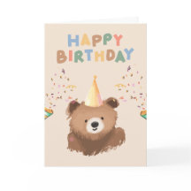 Tarjeta de Feliz Cumpleaños con un Oso