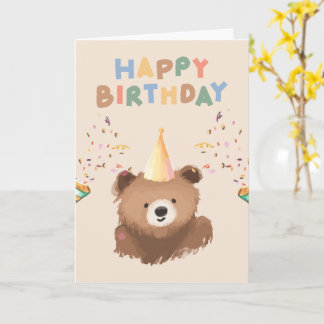 Tarjeta de Feliz Cumpleaños con un Oso