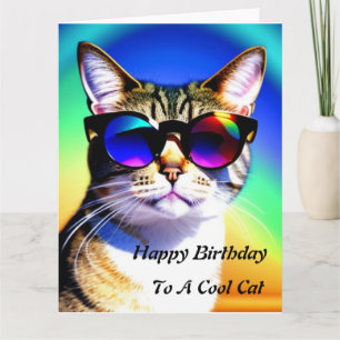 Tarjeta de Feliz Cumpleaños Cool Cat