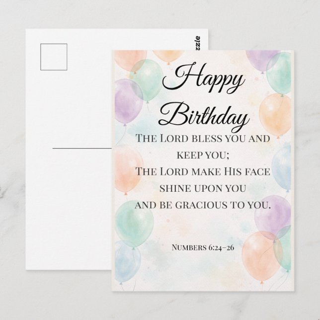 Tarjeta de Feliz Cumpleaños Cristiana – Números 6: (Anverso / Reverso)