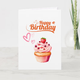 Tarjeta de Feliz Cumpleaños Cupcake Dulce