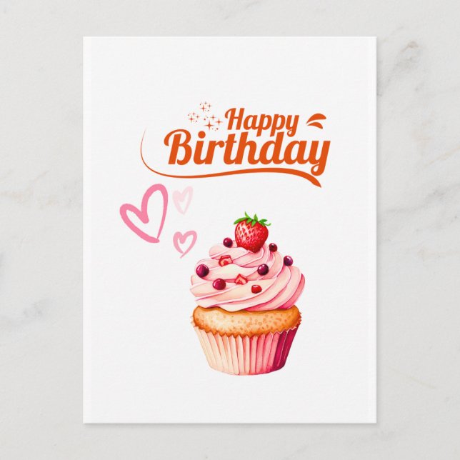 Tarjeta de Feliz Cumpleaños Cupcake Dulce (Anverso)