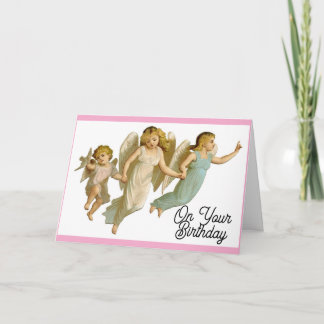Tarjeta de Feliz Cumpleaños de 3 Ángeles Vintage