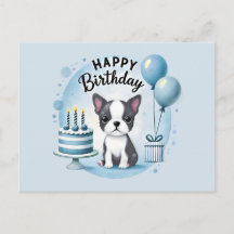 Tarjeta de Feliz Cumpleaños de Boston Terrier Ador