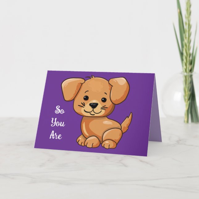Tarjeta de Feliz Cumpleaños de Cachorro Adorable (Anverso)