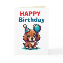Tarjeta de Feliz Cumpleaños de Cachorro de Dibujos