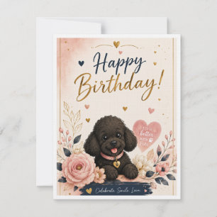Tarjeta de Feliz Cumpleaños de Caniche Adorable – 