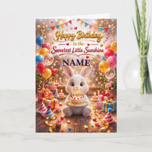 Tarjeta de Feliz Cumpleaños de Conejito Adorable p
